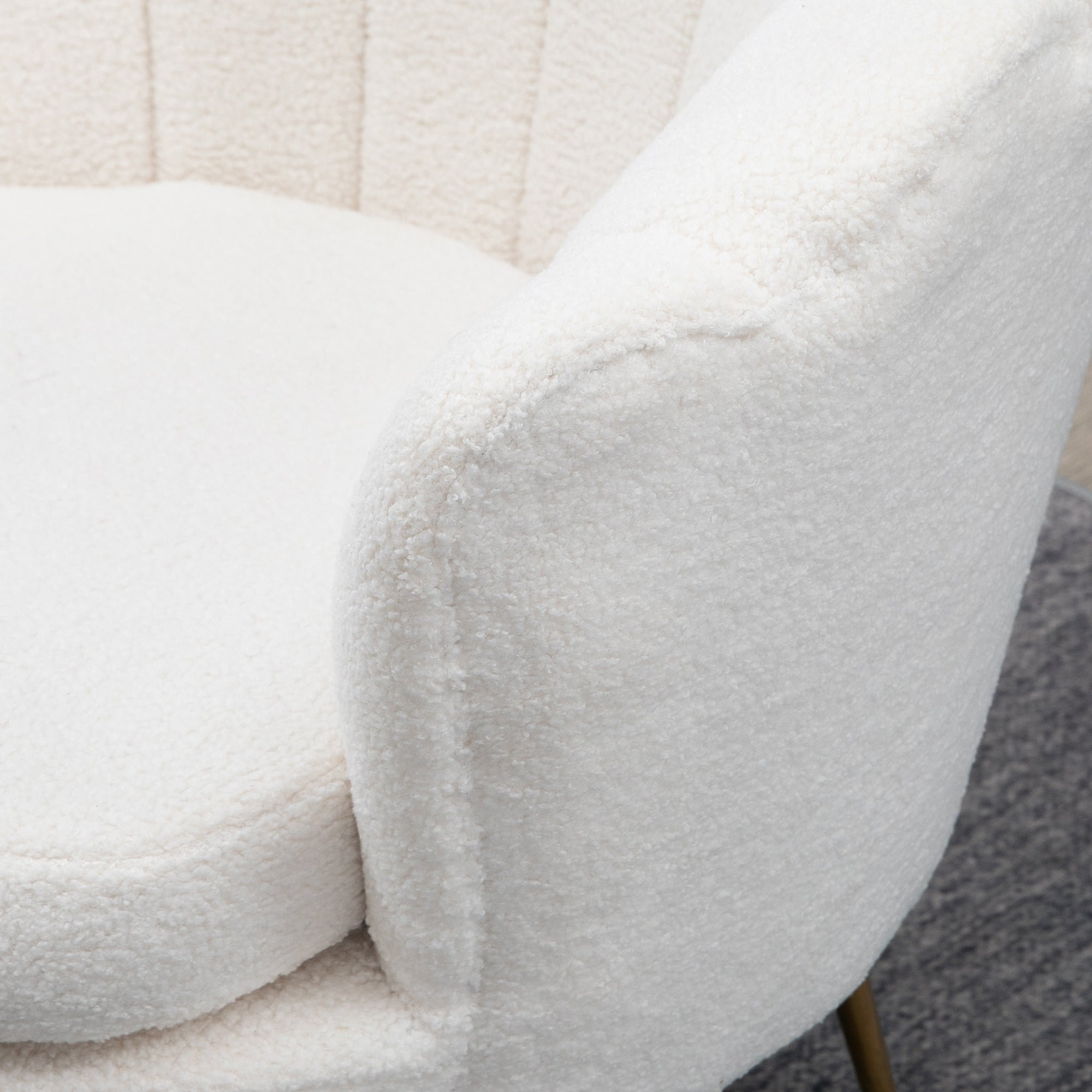 HOMCOM Fauteuil in Schelpvorm, Relaxstoel, Ontspanningsstoel, Metalen Poten in Goudlook, 79D x 77B x 77H cm, Wit