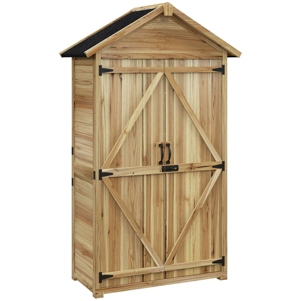Outsunny Tuinhuis Tuinschuur Tuinkast, weerbestendig, vintage design, 102 cm x 54 cm x 177 cm, Natuur