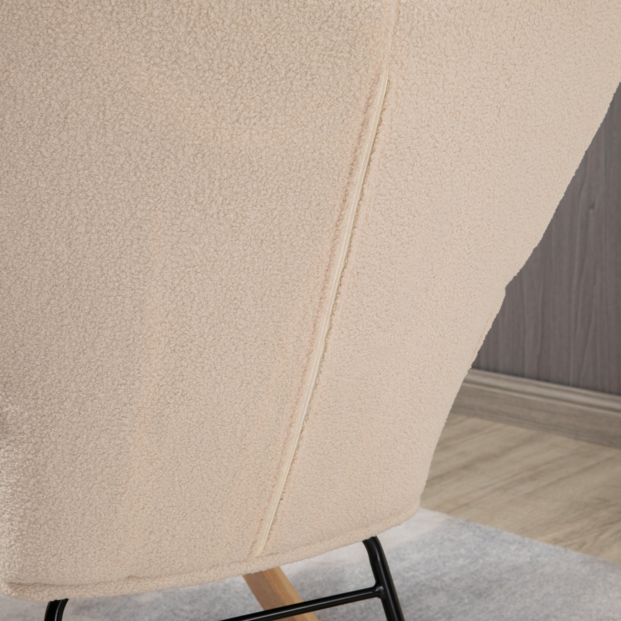 HOMCOM schommelstoel accentstoel tot 120 kg, polyester, beige