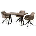 3-personers spisebordsst, tr og stof, taupe farve, rektangulrt bord med geometriske metalben, fast struktur, bord 140x80x75 cm og stol 55x56x83 cm, til indendrs spisning - Lgx0pLLB3RjK