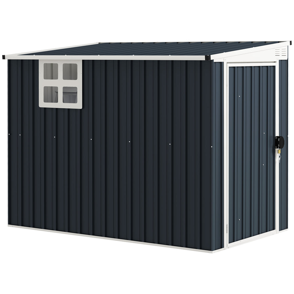Outsunny Tuinopbergschuur, gereedschapsschuur voor tuingereedschap, venster, ventilatieopeningen, afsluitbaar, staal, donkergrijs
