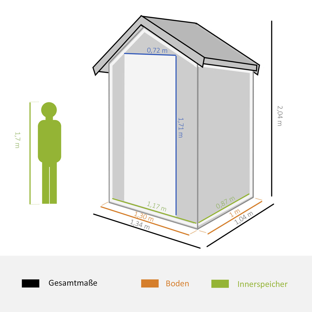 Outsunny Gereedschapsschuur tuinhuis met raam puntdak outdoor metaal grijs