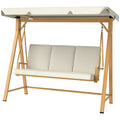 Outsunny Tuinschommel met Verstelbaar Zonnedak en Gewatteerde Zitting, 3-zits tot 330kg, 198 x 120 x 170cm, Beige