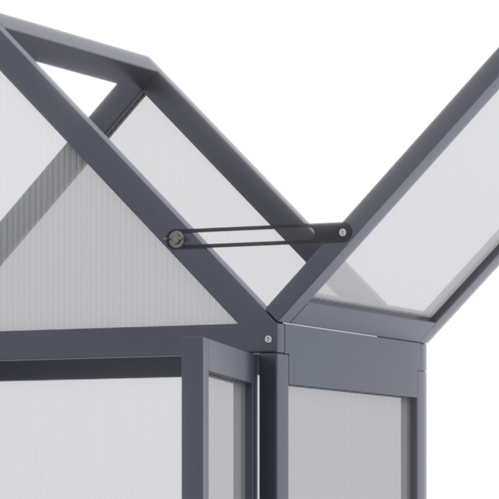 Outsunny kas met 3 planken, massief hout, behuizing van polycarbonaat, grijs, 70,5 x 42 x 132 cm
