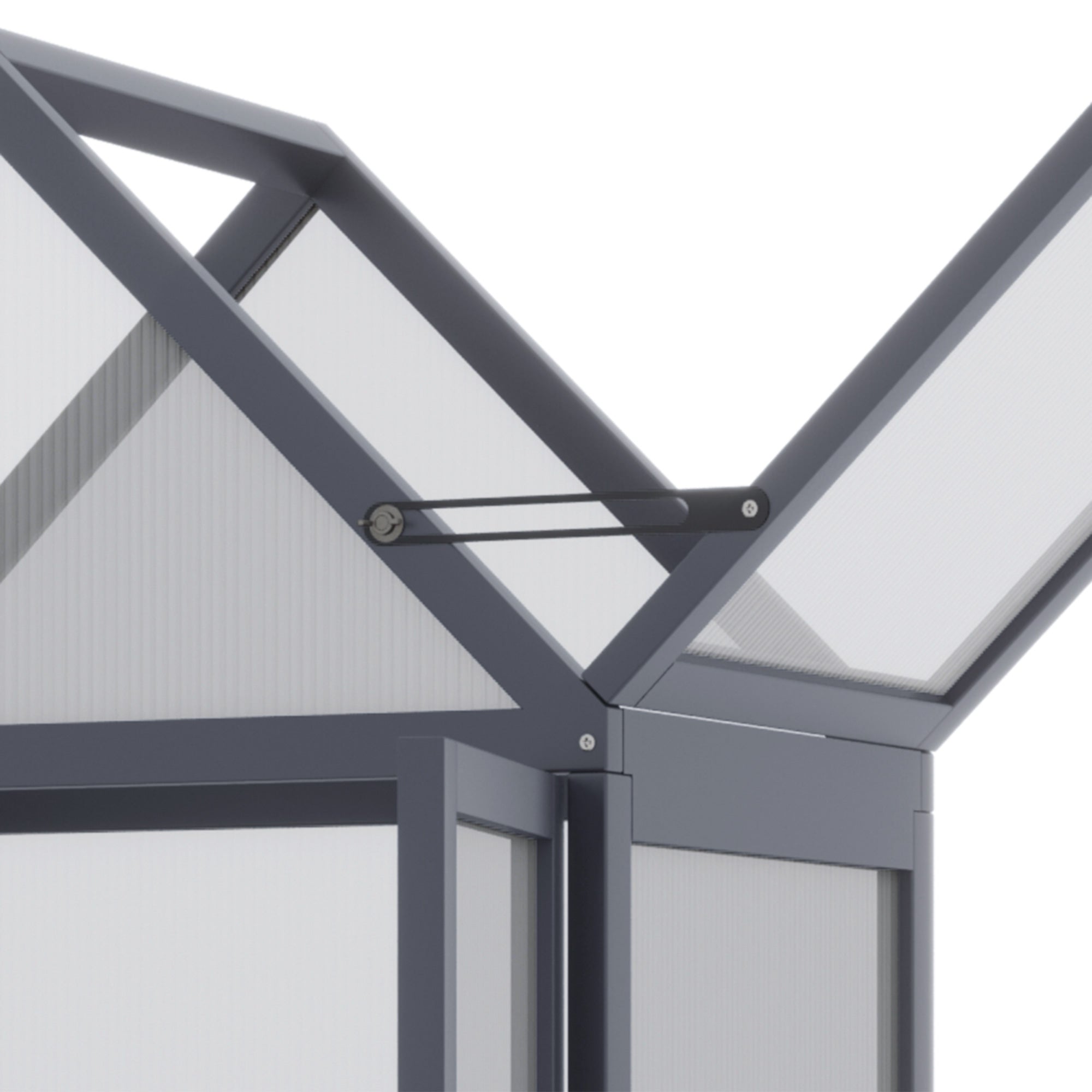 Outsunny kas met 3 planken, massief hout, behuizing van polycarbonaat, grijs, 70,5 x 42 x 132 cm