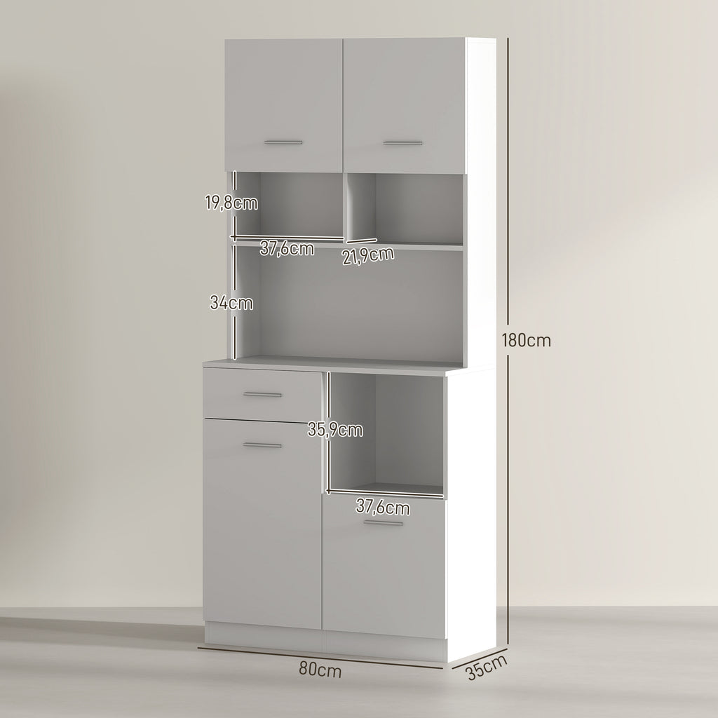 HOMCOM Buffetkast met Lade, Soft-Close Deuren, 80 x 35 x 180 cm - Wit