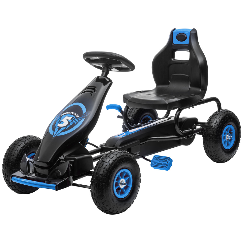 HOMCOM skelter, kindervoertuig met pedaal, pedaalauto, outdoor, blauw+zwart