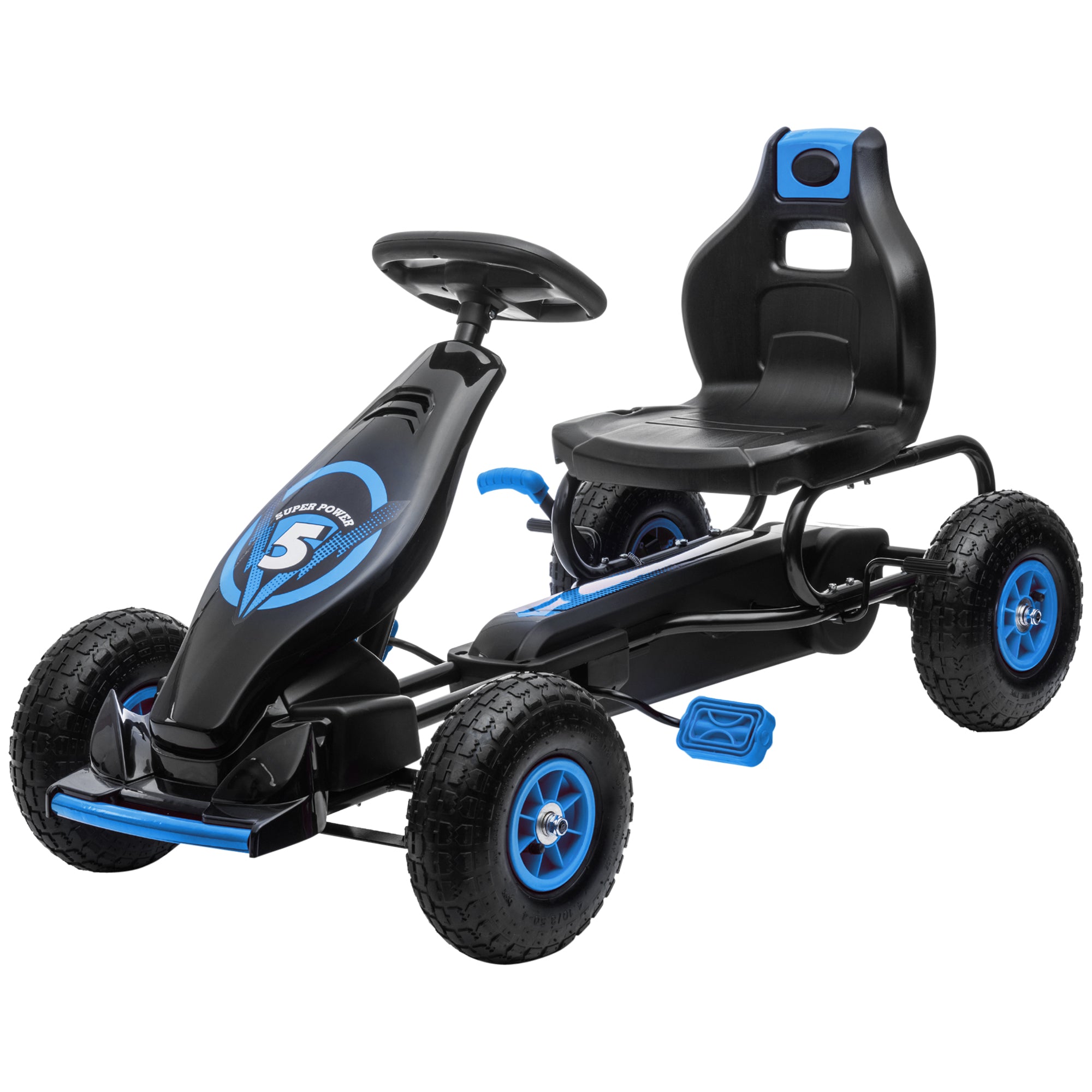 HOMCOM skelter, kindervoertuig met pedaal, pedaalauto, outdoor, blauw+zwart