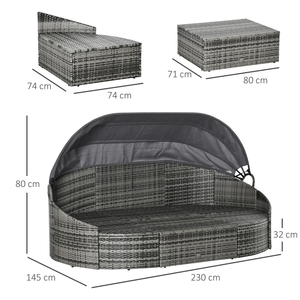 Outsunny rotan zonne-eiland 4-delig 230 cm x 145 cm x 80 cm