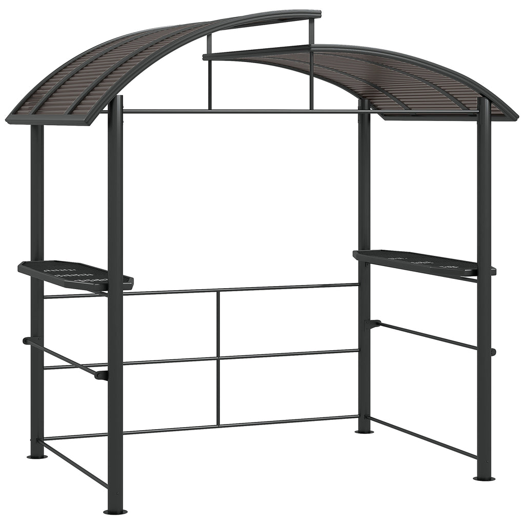 Outsunny Grillpaviljoen Grilldak Grillprieel, weerbestendig, 240 cm x 150 cm x 230 cm, Geelbruin + Donkergrijs