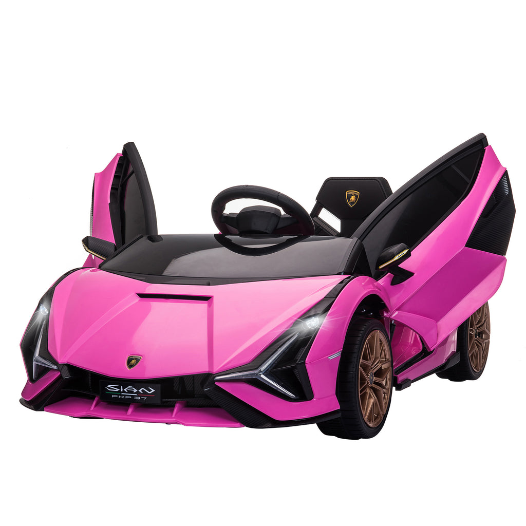 HOMCOM Kinder Elektrische Auto, Lamborghini, 3-5 km/u, Afstandsbediening, voor 3-5 Jaar, Roze