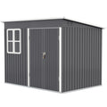 Outsunny Metalen Tuinschuur voor Opslag van Tuingereedschap, met Venster, Brede Deur, 260 x 177 x 190 cm, Donkergrijs
