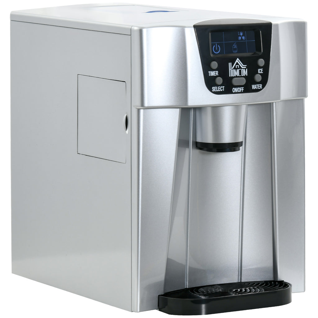 HOMCOM IJsblokjesmachine IJsblokjesmaker Ice-Maker, Timerfunctie, 25,2 cm x 38,9 cm x 36,3 cm, Zilver