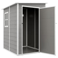Outsunny Tuinschuur met Slot, Venster voor Daglicht & Ventilatie, Aluminium, 122 x 149 x 192/177 cm Grijs
