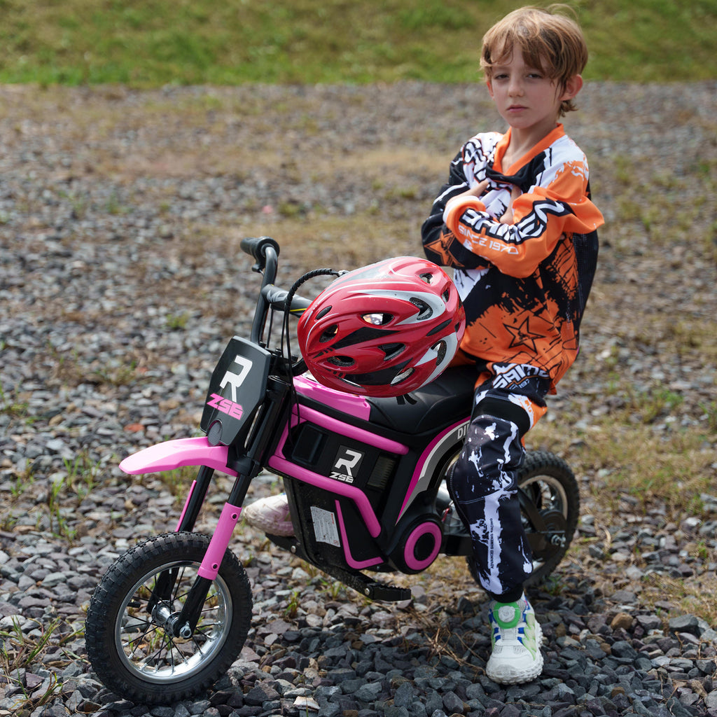 HOMCOM Kinderelektrische Motor, 24V Motorfiets met Claxon en Verlichting, Draaigashefboom, 8-16 km/u, 8-12 Jaar, Roze