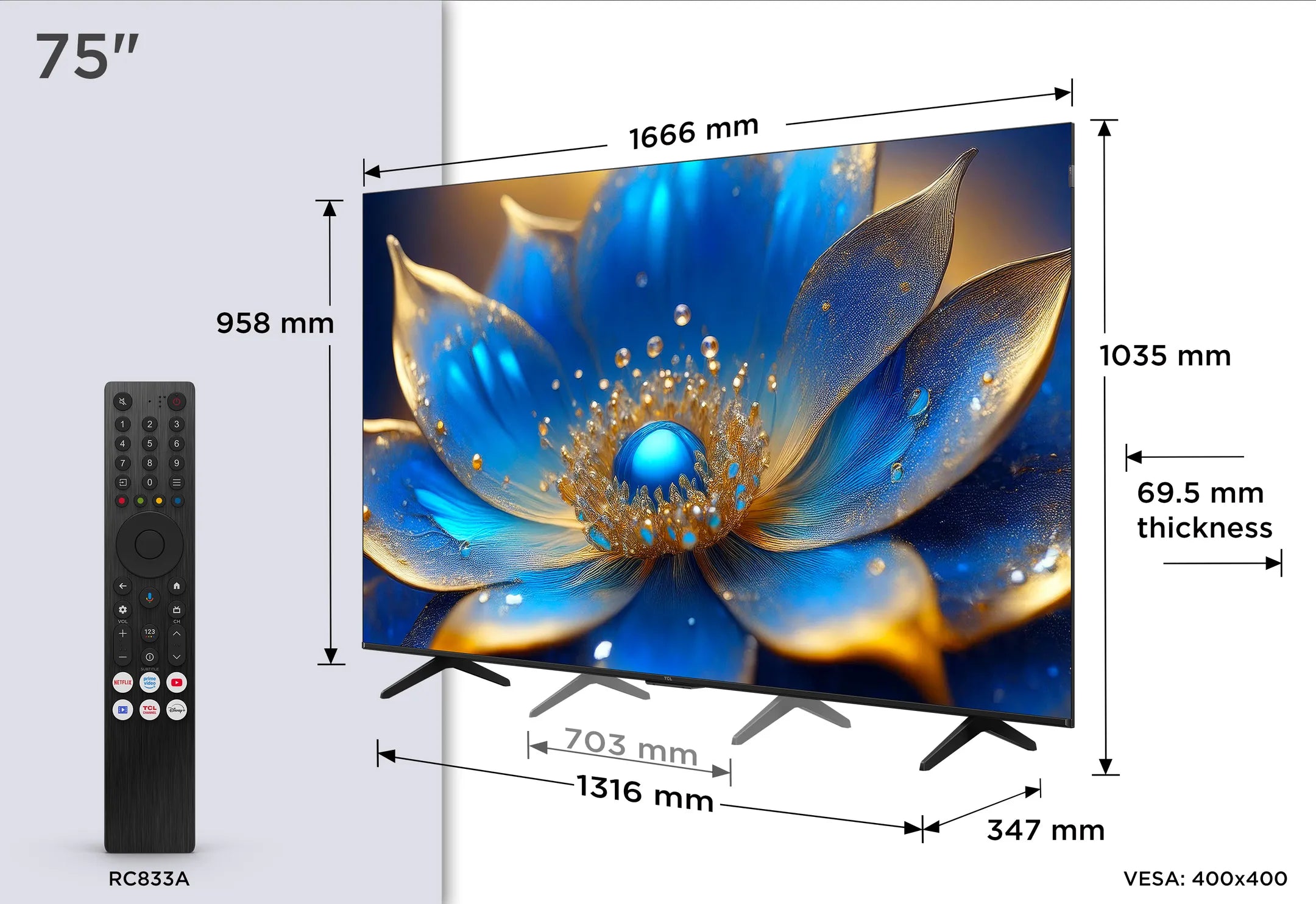 TCL QLED 4K TV 75P79K (2025) - 75 inch