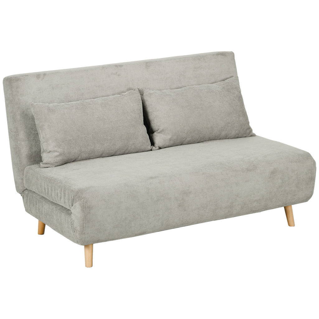HOMCOM Slaapbank, Logeerbed, 3-standen Verstelbare Rugleuning, Linnenlook, tot 120 kg, 141 x 90 x 81 cm, Grijs