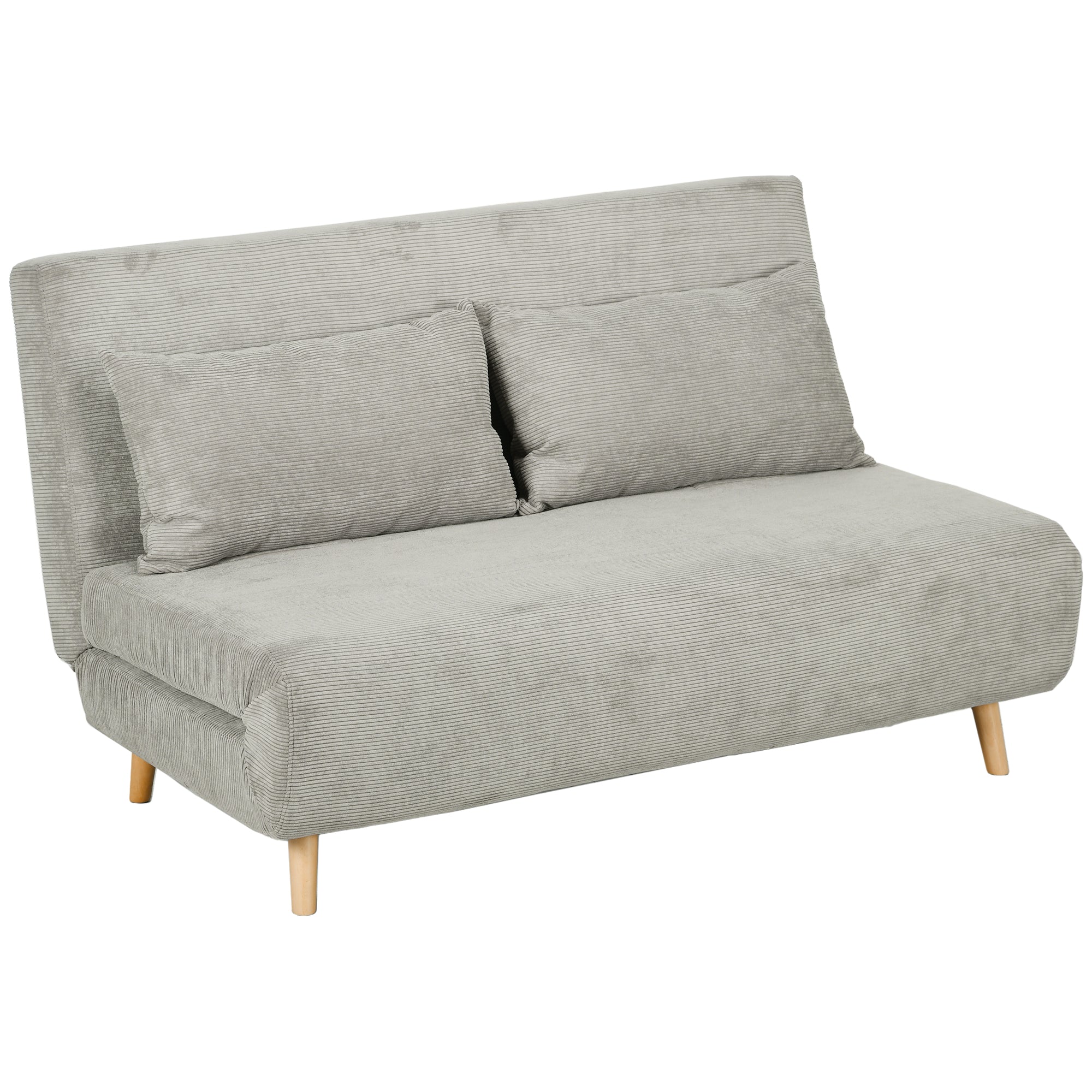 HOMCOM Slaapbank, Logeerbed, 3-standen Verstelbare Rugleuning, Linnenlook, tot 120 kg, 141 x 90 x 81 cm, Grijs