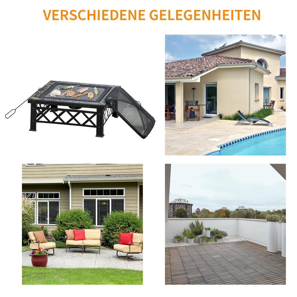 Outsunny 3-in-1 vuurschaal vuurkorf