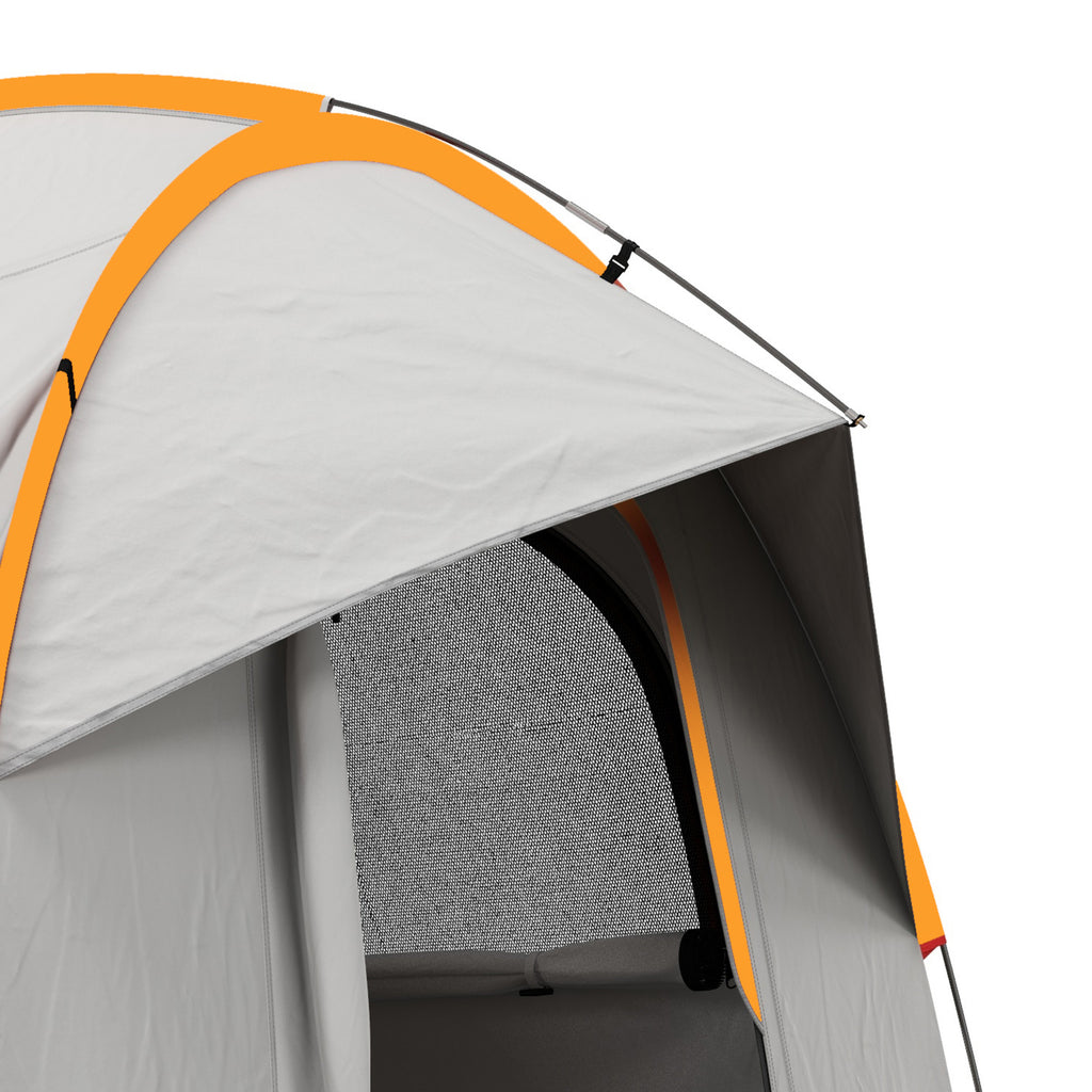 Outsunny Auto Tent Kampeertent, 3 deuren, weerbestendig, 239cm x 210cm x 210cm, Oranje + Grijs
