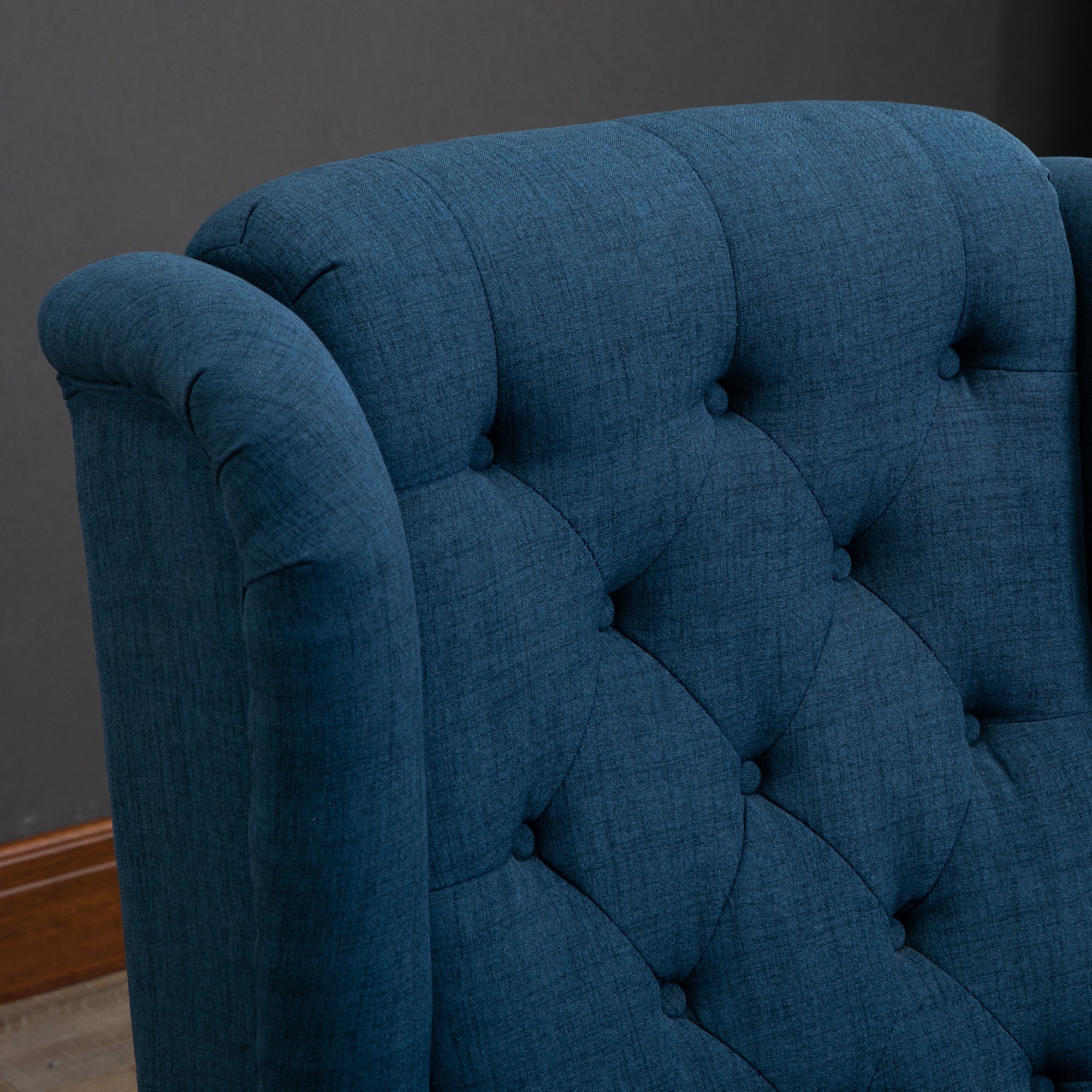 HOMCOM Elegante Oorfauteuil, Dik Gepolsterd, Afneembare Hoes, 74 x 86 x 102 cm, Blauw