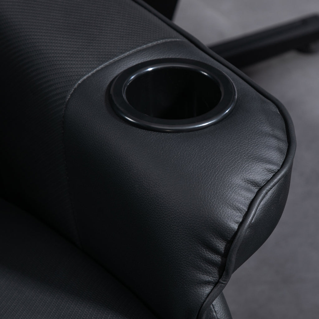 HOMCOM Gamingstoel, Massagefunctie, Kantelbare Rugleuning, Voetensteun, tot 120 kg, Stalen Frame, Kunstleer, Zwart