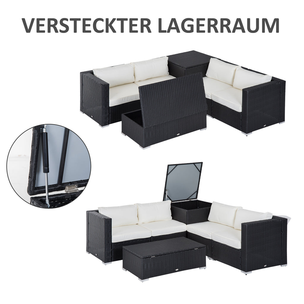 Outsunny tuinmeubels 6-delig Staal zwart + crème