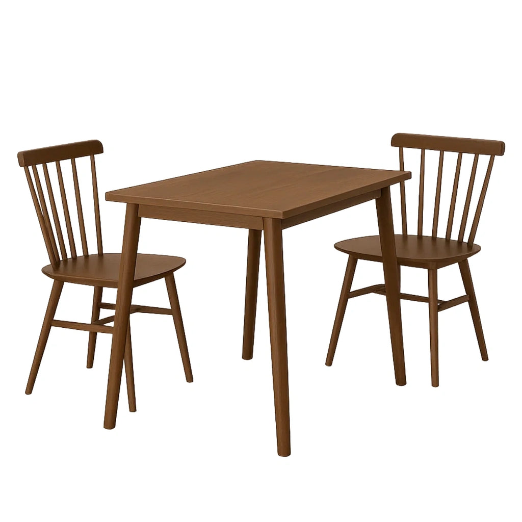 Spisest med 2 sder, tr, brunt, rektangulrt bord med stole, 80x40x75 cm, til spisestue eller kkken - Vi5zgGd4xGgE