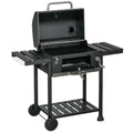 Outsunny Kolenbarbecue BBQ-grill Smoker, inclusief thermometer, flesopener, 120 x 64 x 114 cm, Zwart