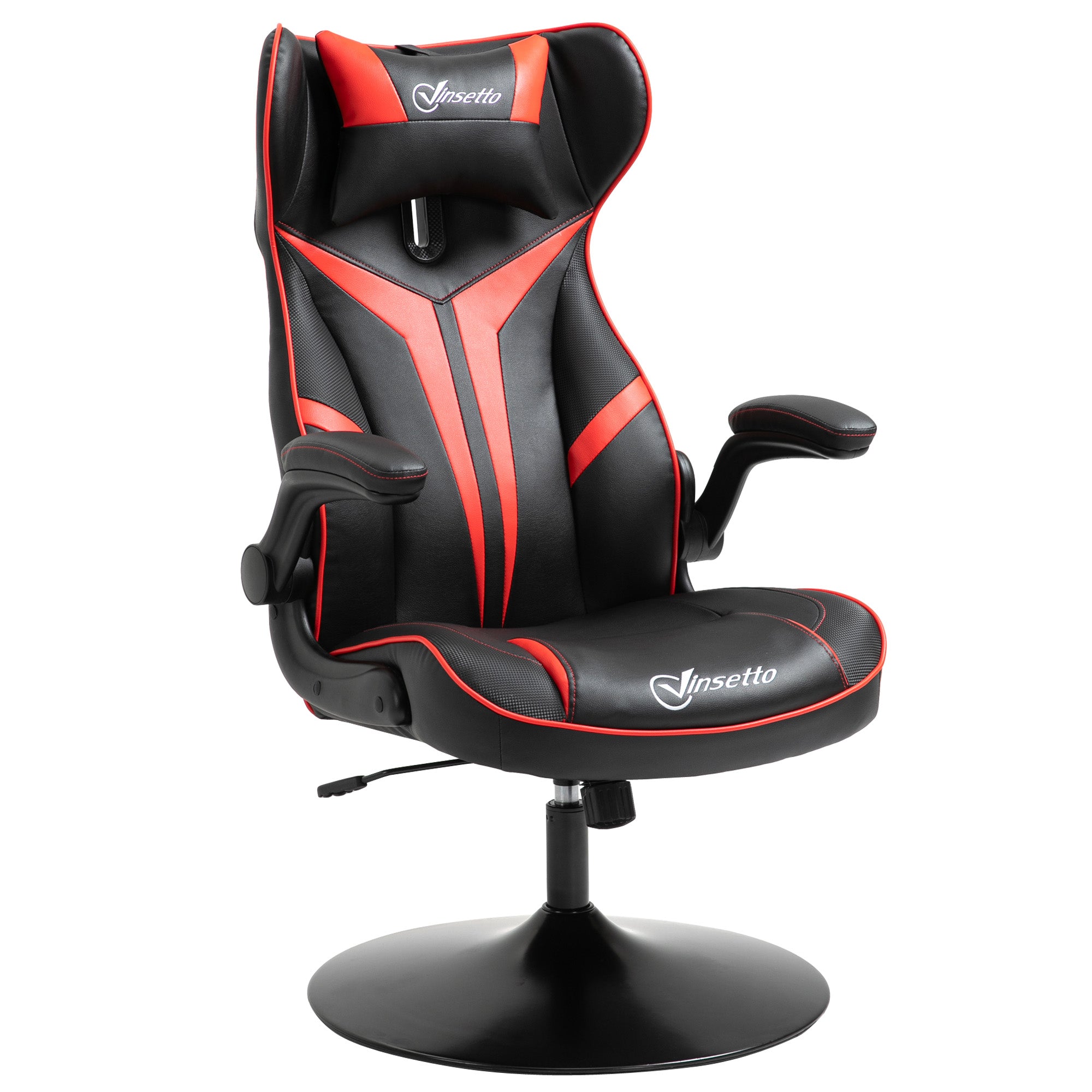 Vinsetto gamestoel ergonomische computerstoel met kantelfunctie draaistoel in hoogte verstelbaar staal zwart + rood 67 x 75 x 106-112 cm