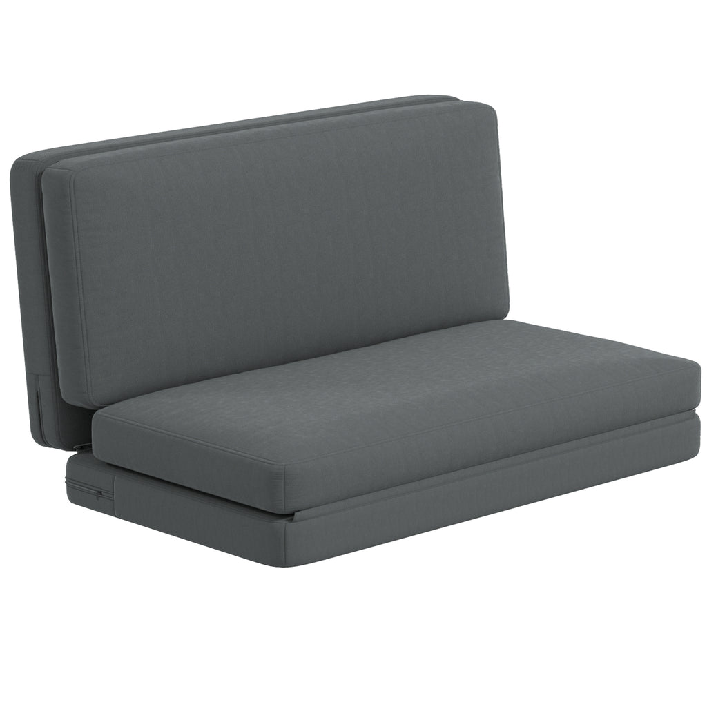HOMCOM 3-in-1 Opvouwbare Relaxstoel, Gastenmatras, Deelbaar, 138 cm breed, Donkergrijs