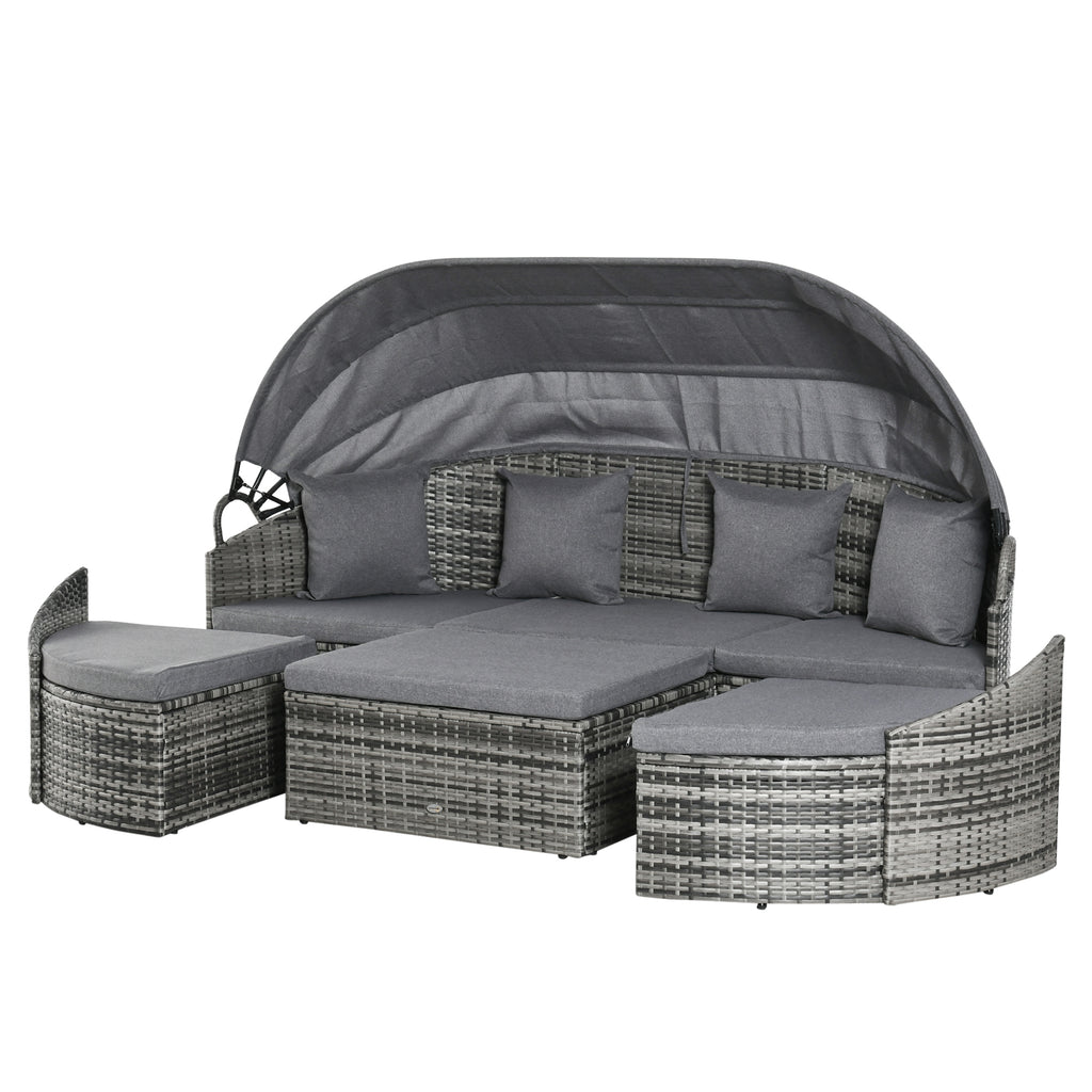 Outsunny rotan zonne-eiland 4-delig 230 cm x 145 cm x 80 cm