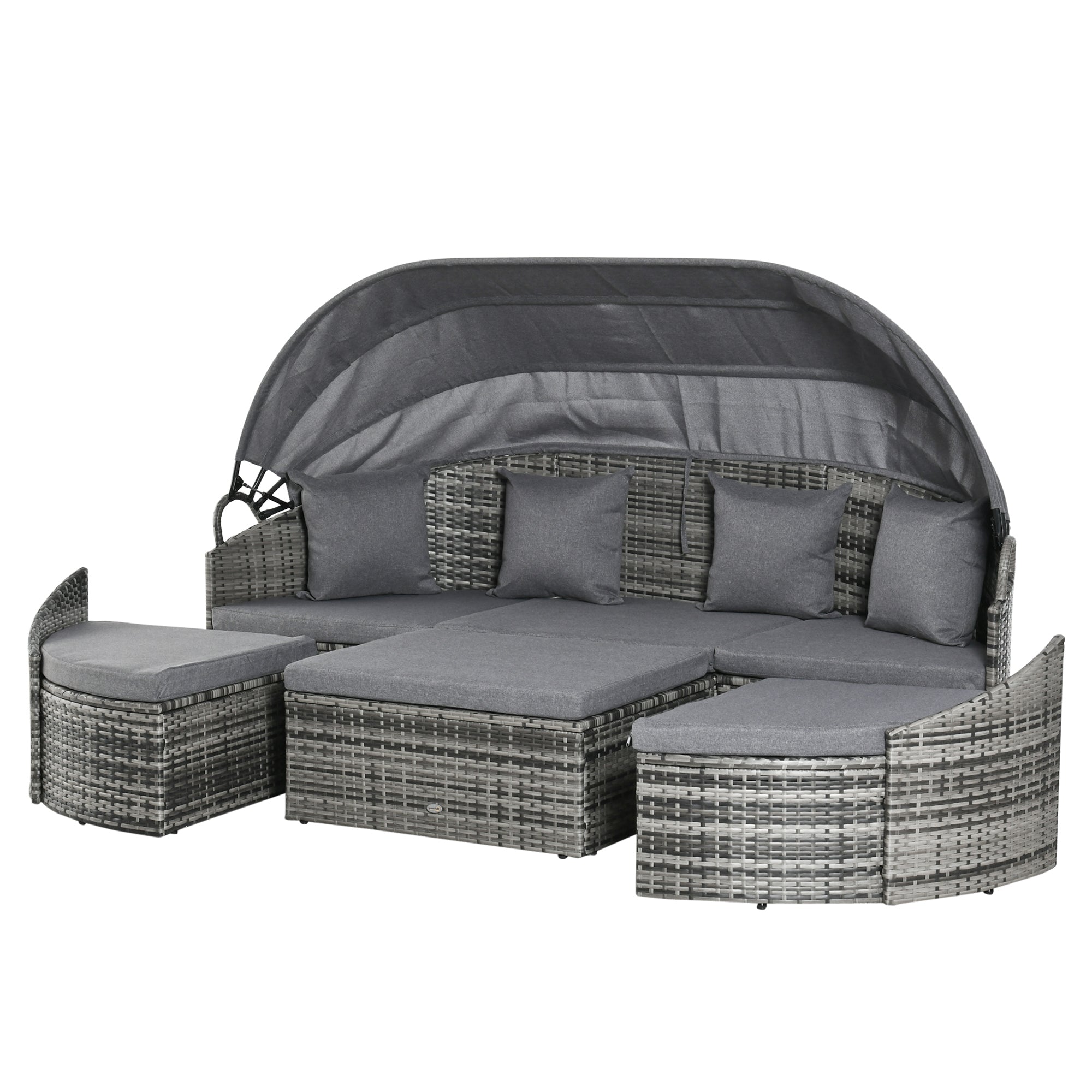 Outsunny rotan zonne-eiland 4-delig 230 cm x 145 cm x 80 cm