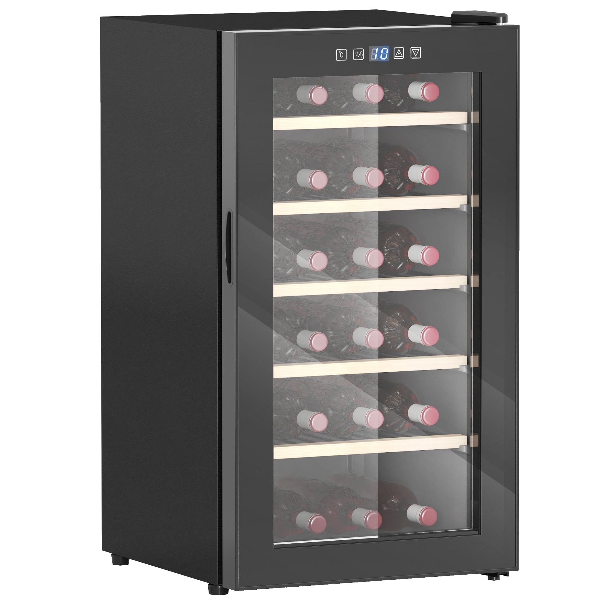HOMCOM Wijnkoelkast voor 41 Flessen, 91 Liter Capaciteit, Drankenkoelkast met LED-Display en Touchscreen, Zwart