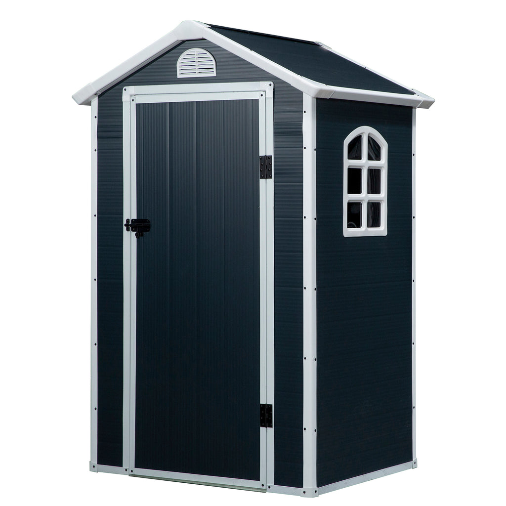 Outsunny Gereedschapsschuur tuinhuis met raam puntdak outdoor metaal grijs