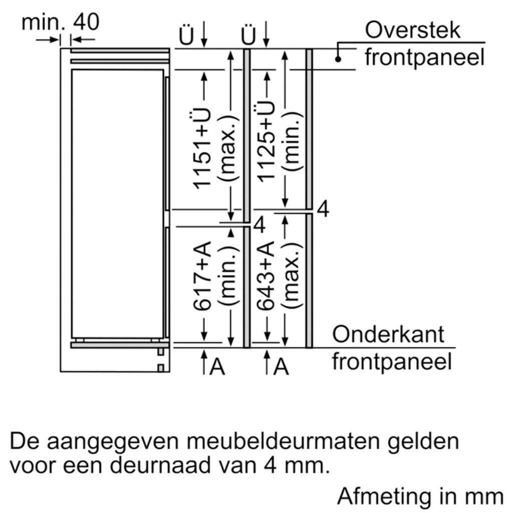 Siemens Inbouw koelkast met diepvries KI87VVFE1
