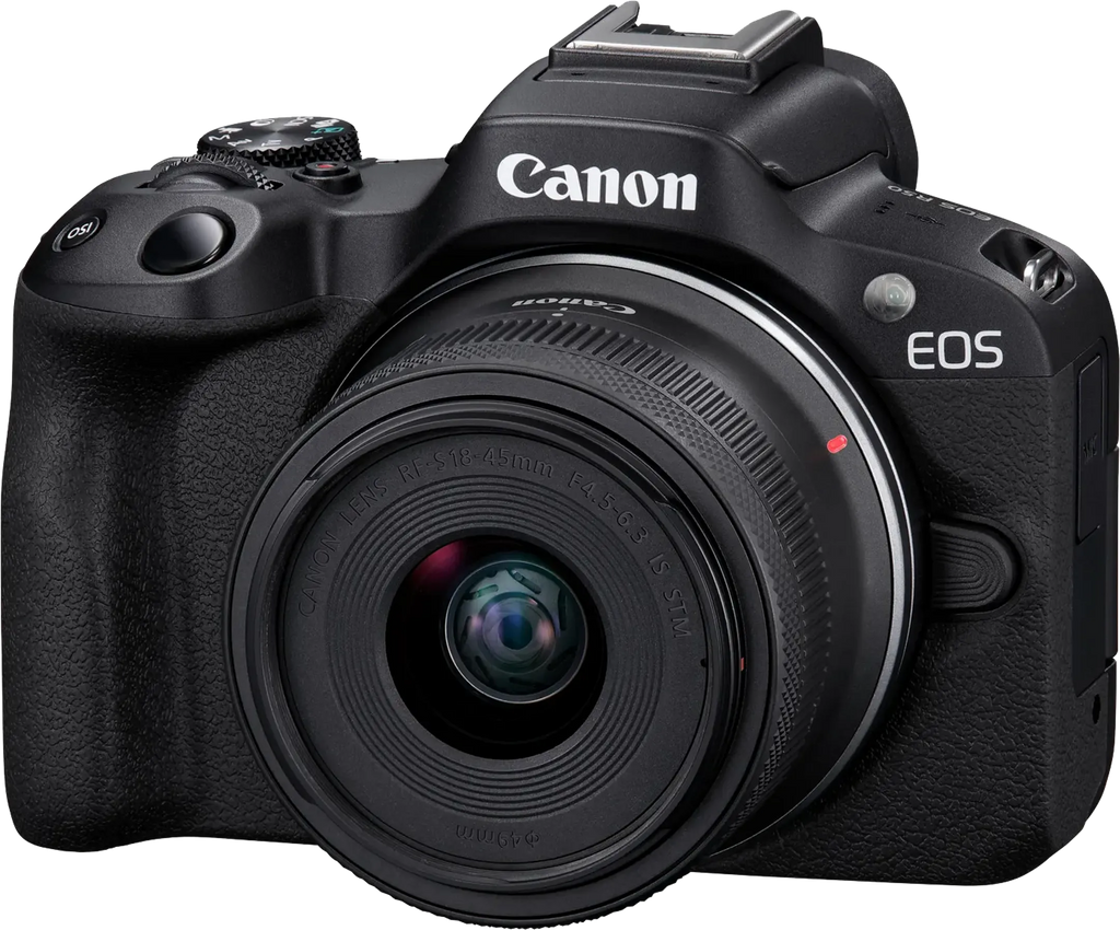 Canon EOS R50-systeemcamera - Zwart + RF-S 18-45 mm f/4.5-6.3 IS STM-lens