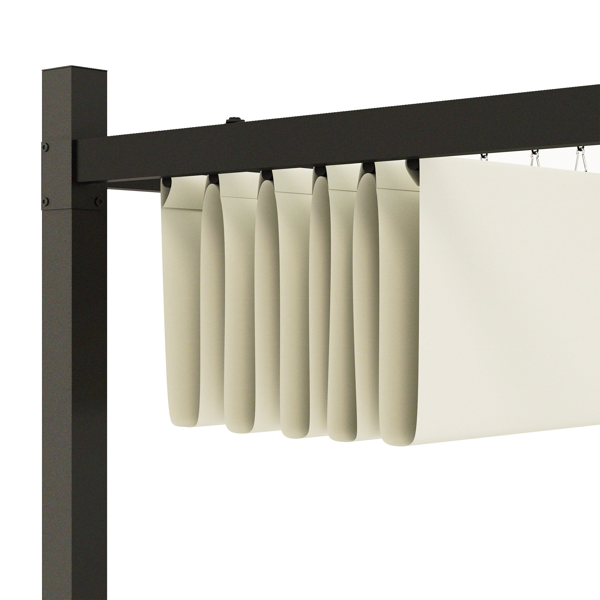 Outsunny Tuin Pergola, 3 x 3 m, Uitschuifbaar Dak en Magneetpad, Buiten Luifel, Tuinpaviljoen, UPF30+, Metaal, Crèmewit