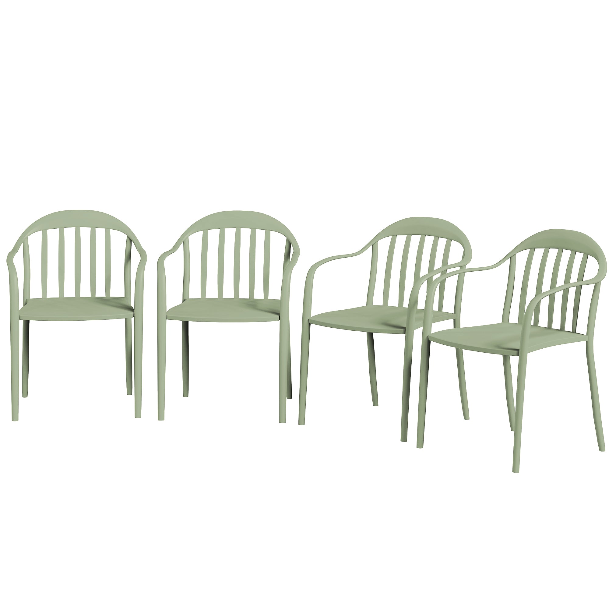 Outsunny 4-delige Set Tuinstoelen Weerbestendig met Armleuning en Rugleuning tot 120 kg Belastbaar