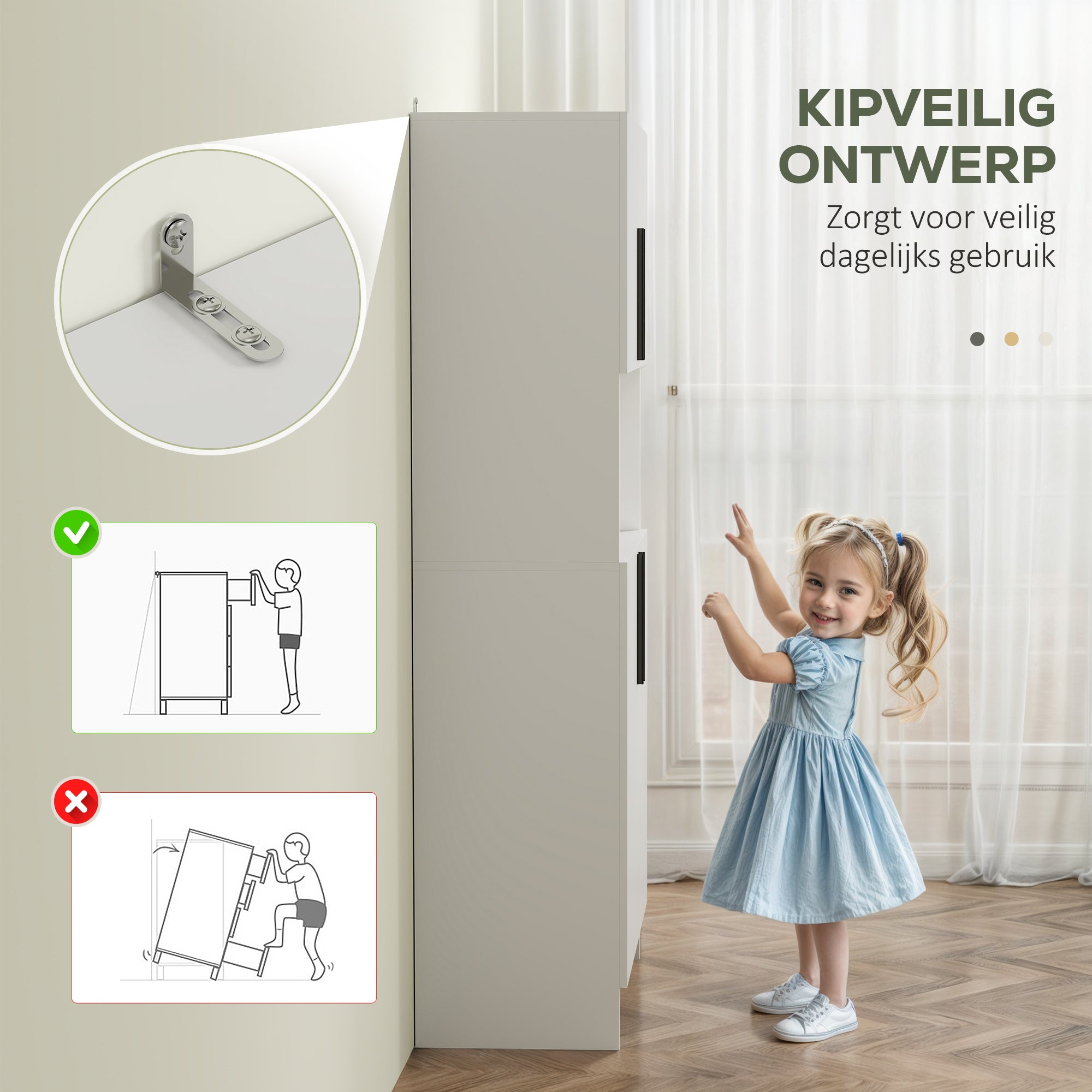HOMCOM Keukenkast, Voorraadkast voor Keuken, Woonkamer, Eetkamer, Kasten, Rekken, Magnetronplank, Spaanplaat, Wit