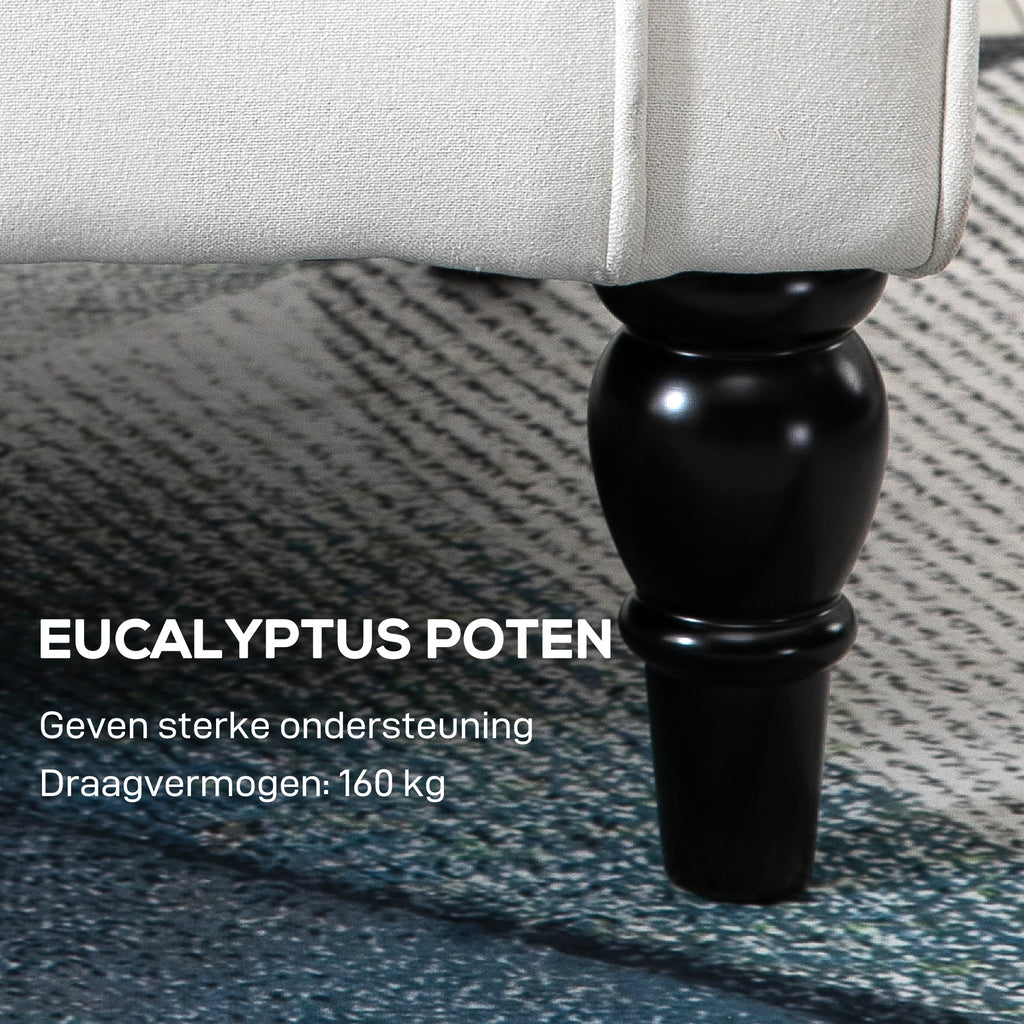 HOMCOM Elegante Oorfauteuil, Dik Gepolsterd, Afneembare Hoes, 74 x 86 x 102 cm, Crèmewit