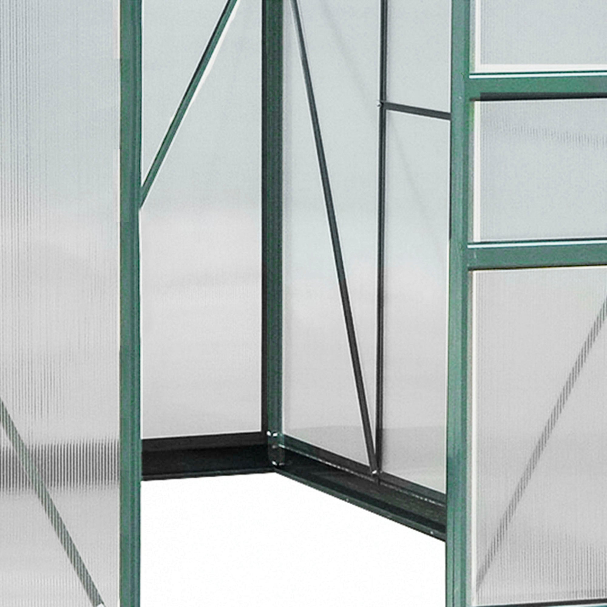 Outsunny kas met polycarbonaat behuizing en dakklep, 190x 252 x 201 cm