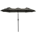 Outsunny parasol, tuinparasol, kantelbaar, met handslinger, winddak, polyester+staal, grijs, 285 x 147 cm