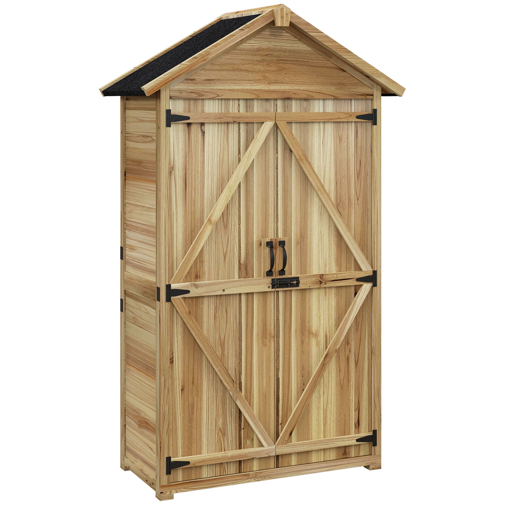Outsunny Tuinhuis Tuinschuur Tuinkast, weerbestendig, vintage design, 102 cm x 54 cm x 177 cm, Natuur