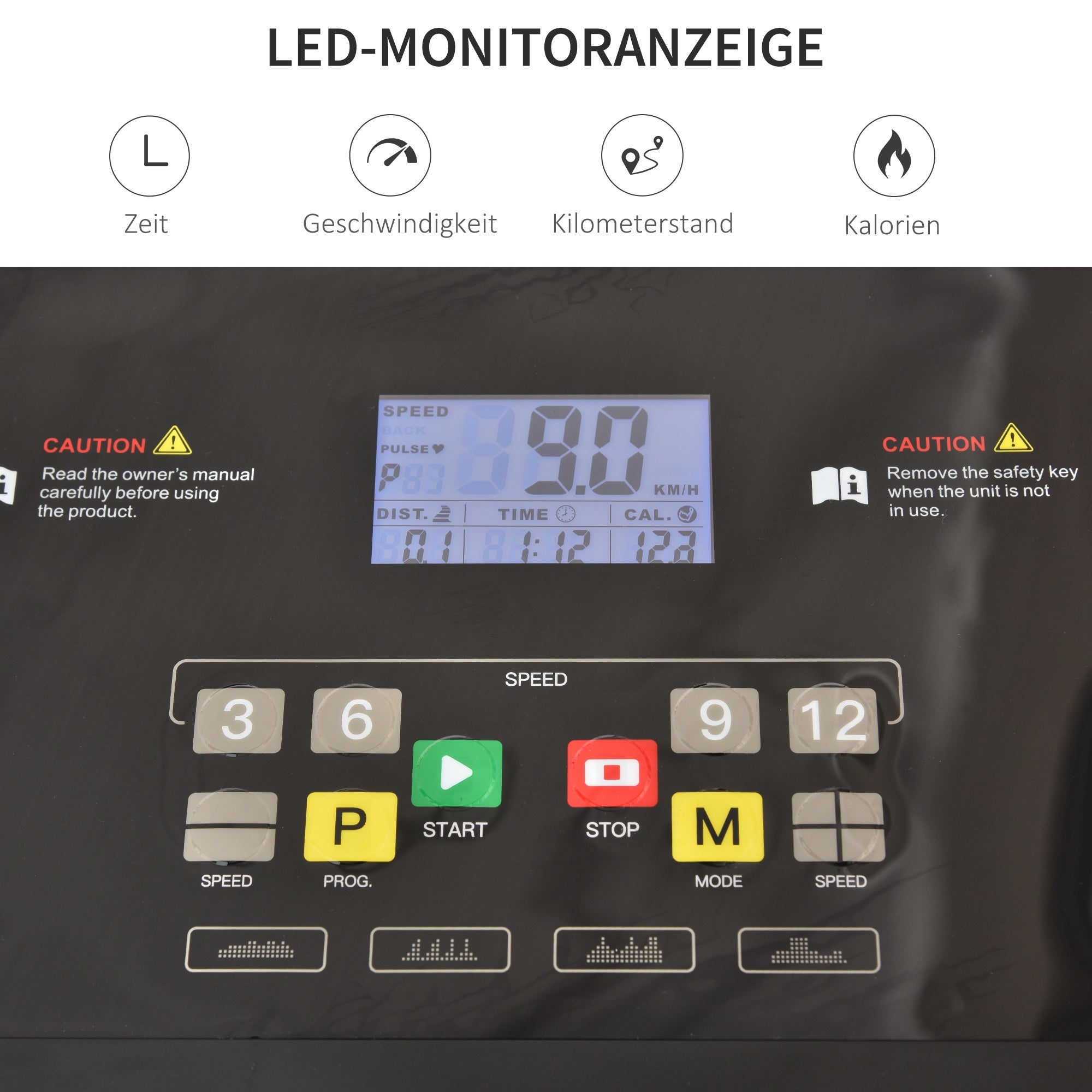 HOMCOM elektrische loopband opvouwbaar met 12 vooraf ingestelde programma's met LED-display bekerhouder en gsm-houder zeer geschikt voor home gym indoor fitness zwart 134 x 60 x 118 cm