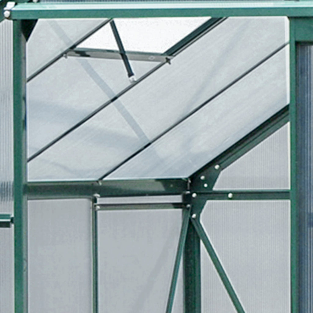 Outsunny kas met polycarbonaat behuizing en dakklep, 190x 252 x 201 cm