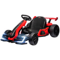 HOMCOM Go-Kart voor Kinderen, Elektrisch Kart met Toeter en Muziekfunctie, Verstelbare Stoel, tot 12 km/u, Kunststof, Metaal, Rood
