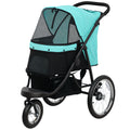 PawHut Hondenbuggy voor Kleine Honden en Katten - Met Opbergmand, Één-Klik Opvouwbaar Ontwerp, Turquoise
