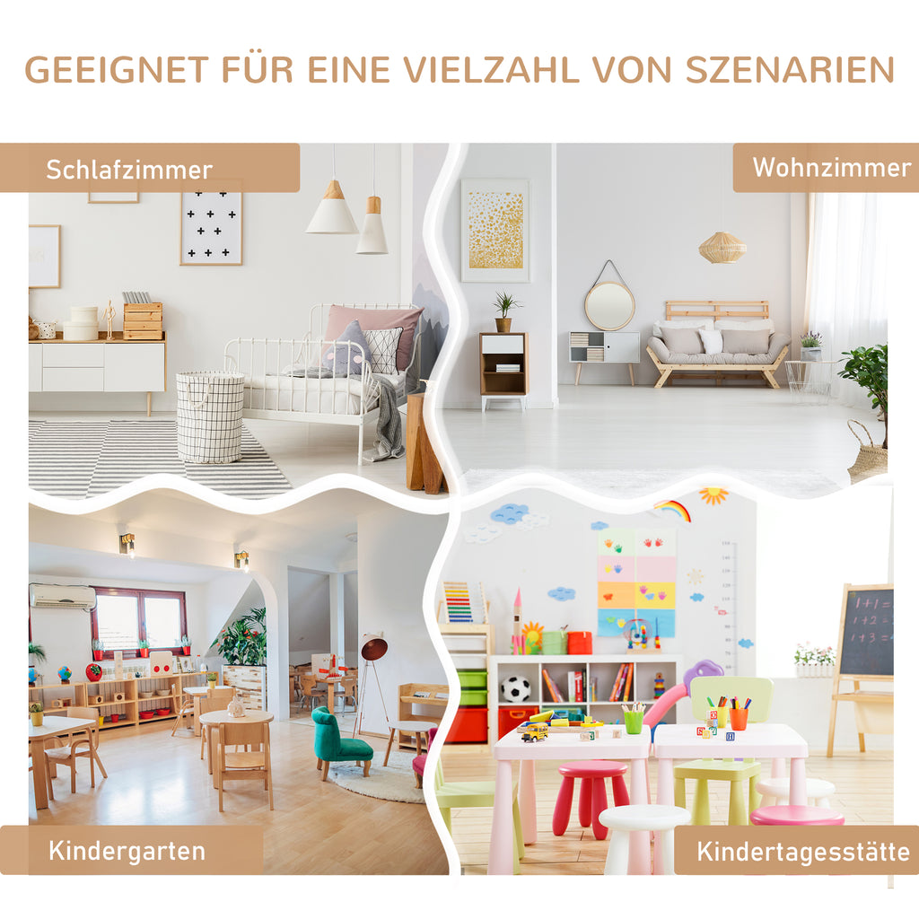 HOMCOM 4-delige kinderzitgroep kindertafel kinderstoel kinderbank kindermeubel naturel