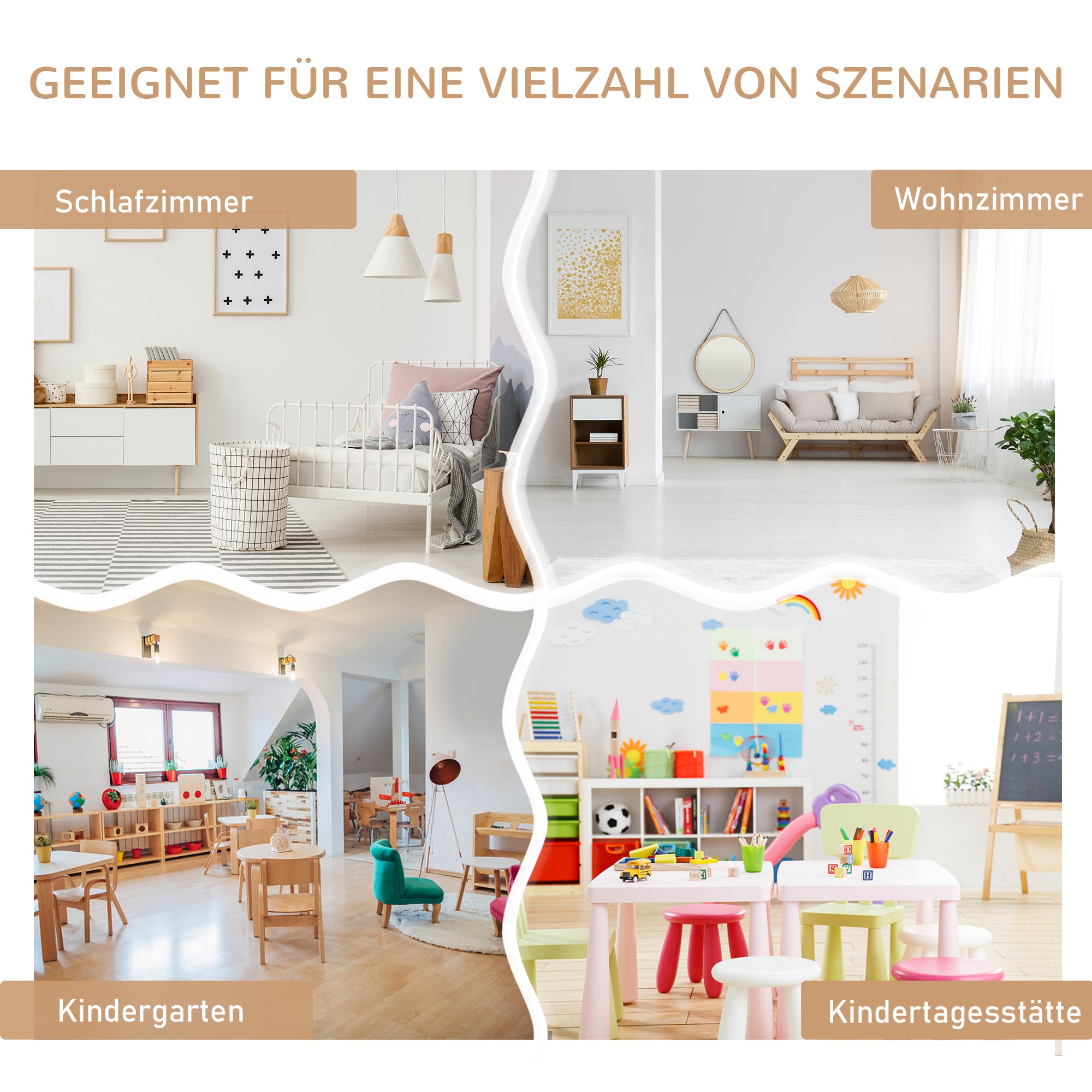 HOMCOM 4-delige kinderzitgroep kindertafel kinderstoel kinderbank kindermeubel naturel